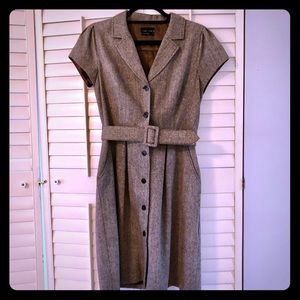 Max & Cleo | Brown/gold dress with belt